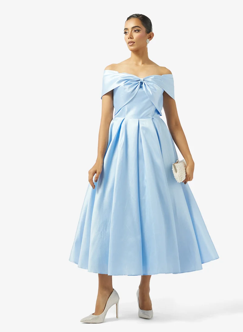 Akadia Fashion  OFF SHOULDER RIBBON BUST TAFFETA DRESS MD for Women | Best Price UAE